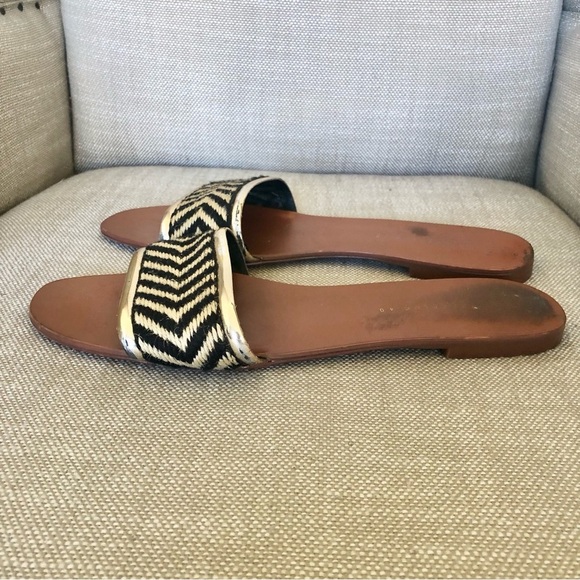 Zara Trafaluc zebra black and cream woven sandals size 40 8.5 - Picture 3 of 10